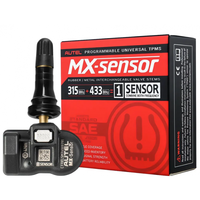 Датчик TPMS тиску шин, Autel MX-Sensor із 315/433MHz частотою, універсальний-програмований, (гумовий клапан)