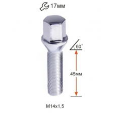 Болт колісний A174177 М14х1,5х45мм конус ключ 17 (BMW, Volvo, Fiat, Citroen, Saab, Peugeot)