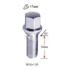 Болт колісний A172095 М12х1,25х24мм конус ключ 17мм (ВАЗ, ГАЗ, Fiat, Lancia, Peugeot, Citroen)