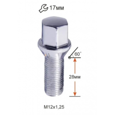 Болт колісний A172110 М12х1,25х28мм конус ключ 17мм (ВАЗ, ГАЗ, Citroen, Fiat, Lancia)
