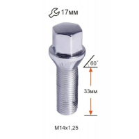 Болт колісний A177130 М14х1,25х33мм конус ключ 17мм (BMW, Mini) Подовжений