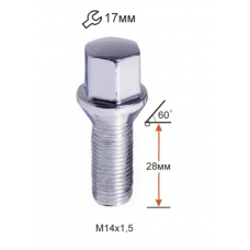 Колісний болт A174110 М14х1,5х28мм конус ключ 17 (Alfa Romeo, BMW, Fiat, Citroen, Saab, Peugeot, Renault, Volvo)