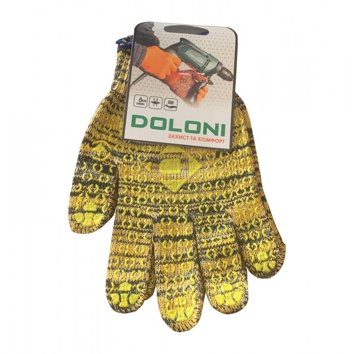 Рукавички Doloni трикотажні жовті рябі 4242