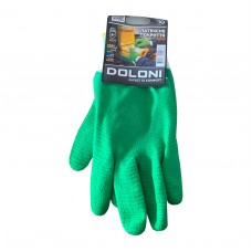 Рукавички зелені, трикотажні з латексним покриттям, повний обл. 10р 4526