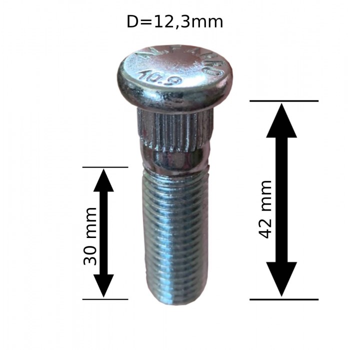 Шпилька забивна D=12,3мм (12х1,5) L=42мм ACPR 123A42
