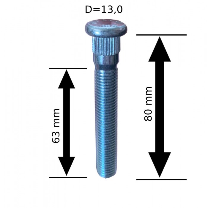 Шпилька забивная  D=13мм (12х1,5) L=80мм ACRP130A80