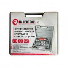 Шліфмашина пневматична в валізі 1/4" міні + набір шліфувальних каменів 10од. INTERTOOL PT-1003