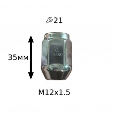 Гайка М12х1,5х35 мм, хром з виступом, закрита, ключ 21мм 901445