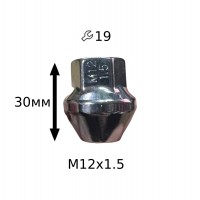 Гайка М12х1,5х30 мм Конус з виступ., закр., кл 19 Форд 342145