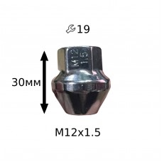 Гайка М12х1,5х30 мм Конус з виступ., закр., кл 19 Форд 342145