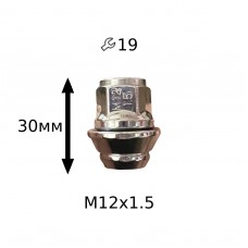Гайка М12х1,5х30 мм, ключ 19мм Конус з виступ., закр, кл 19мм форд 342145