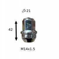 Гайка 14.5х1.50х42мм Конус з виступ., закр., кл 21 Тесла 914248