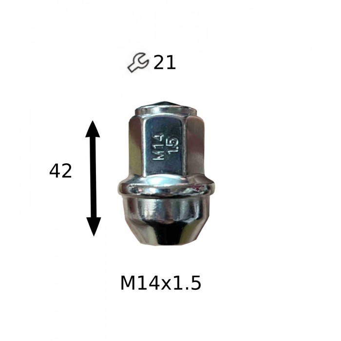 Гайка 14.5х1.50х42мм Конус з виступ., закр., кл 21 Тесла 914248